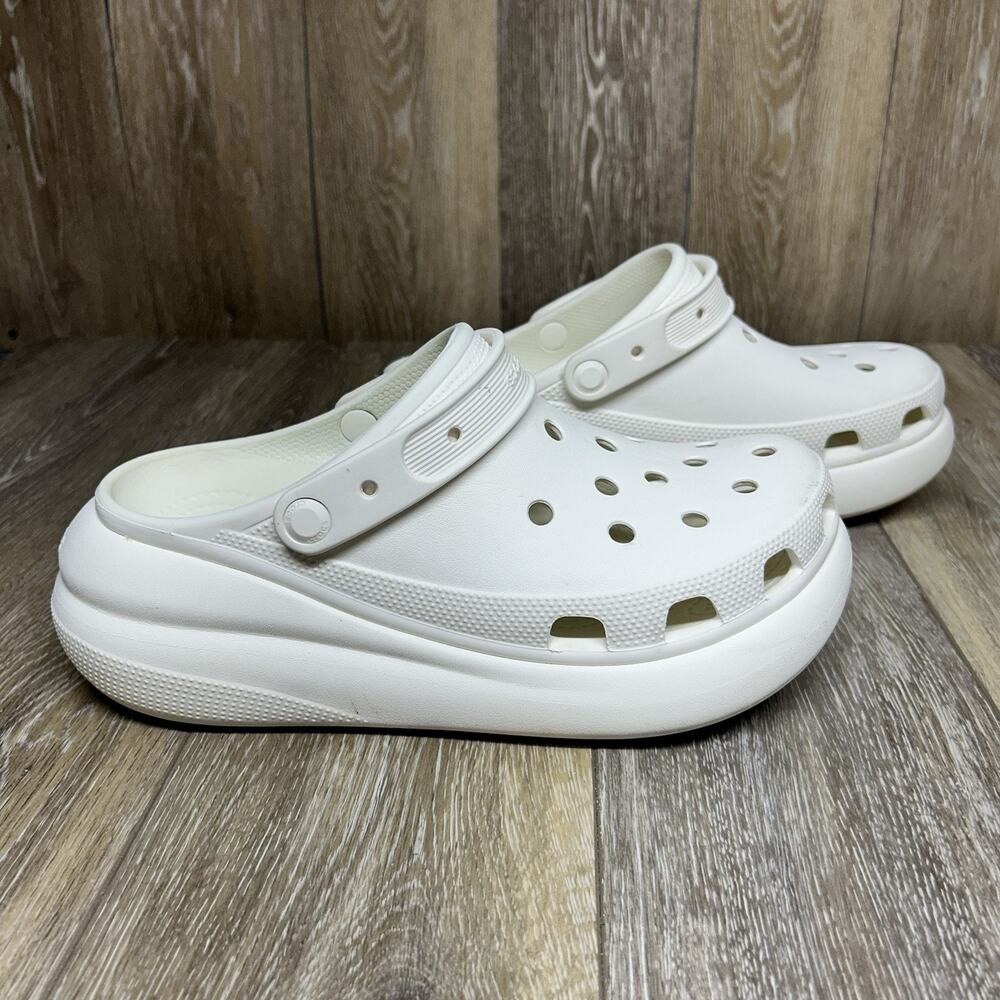 CROCS Classic Bae Clogs US Size M9/W11 White Hi Platform Ankle Strap Shoes